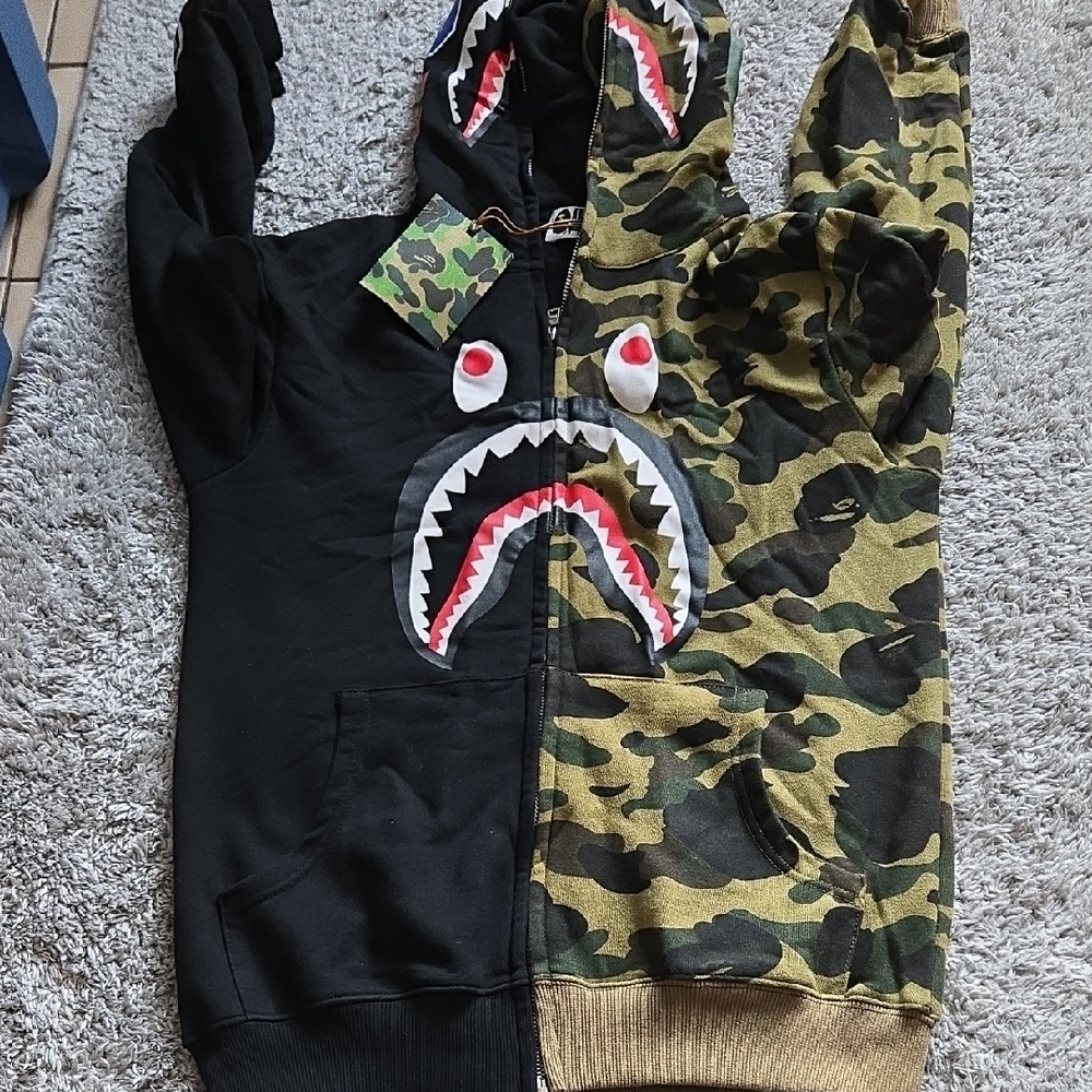 Camouflage and Black Shark Hoodie